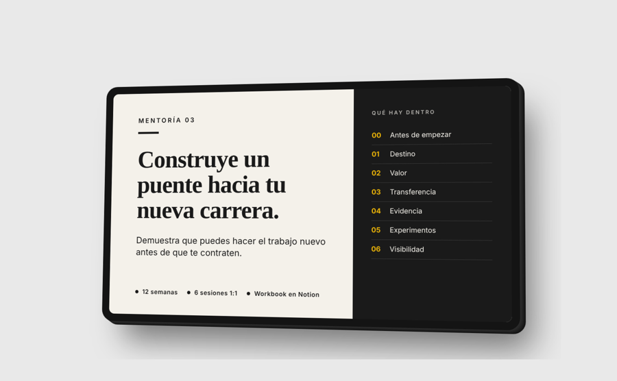 Mentoría Construye un puente hacia tu nueva carrera